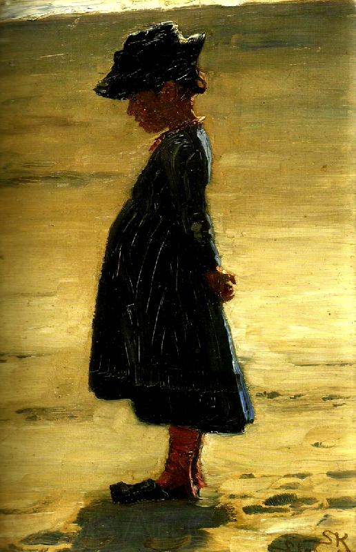 Peter Severin Kroyer en liten flicka pa skagen sonderstrand Spain oil painting art